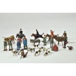 Assorted lead metal figures including Britains Hunt, Dogs, Highland Cattle and other items.