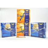 Four of Diecast Model Aircraft from Corgi including Hurricane duo, Spitfire and Messchersmitt. All