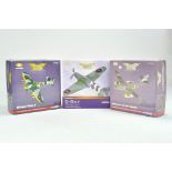 Corgi Diecast Aircraft Aviation Archive Trio comprising Hawker Typhoon, Hurricane and Me262a. All