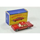 Matchbox Regular wheels No. 59B Ford Fairlane Fire Chief. Red body and 'Fire Chief' decal on