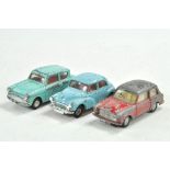 Triang Spot-On trio of worn diecast vehicle issues. With obvious signs of wear.