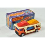 Matchbox Superfast No. 11F Car Transporter. Orange cab, beige back, black base, blue glass. With 1