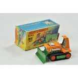 Matchbox Superfast No. 12E Big Bull. Orange body, green shovel and black tracks and orange