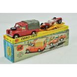 Corgi Gift Set. No. 17 Land Rover with Ferrari Racing Car Set. Land Rover with Red body and green