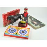 Captain Scarlett Figure plus duo of vintage games, both appear complete and a plastic horse.