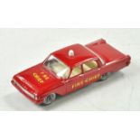 Matchbox regular wheels no. 59b Ford Fairlane Fire Chief Car. Red body, white interior, black