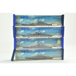 Four Boxed Hornby Minic Battle Ships including Bismark, Missouri etc. Look to be very good in boxes,