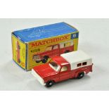 Matchbox Regular wheels. No. 6D Ford Pick Up. Red body, white canopy, with white grille. White
