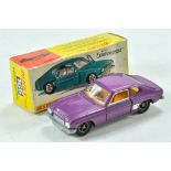 Dinky No. 165 Ford Capri with Metallic Purple Body, Tan interior and Metal Hubs. Generally
