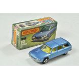 Matchbox Superfast No.12F Citroen CX. Light metallic blue body, pale yellow interior, silver base,