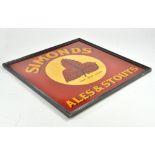 Simonds Ales and Stouts original large advertising sign with wooden frame. Excellent.