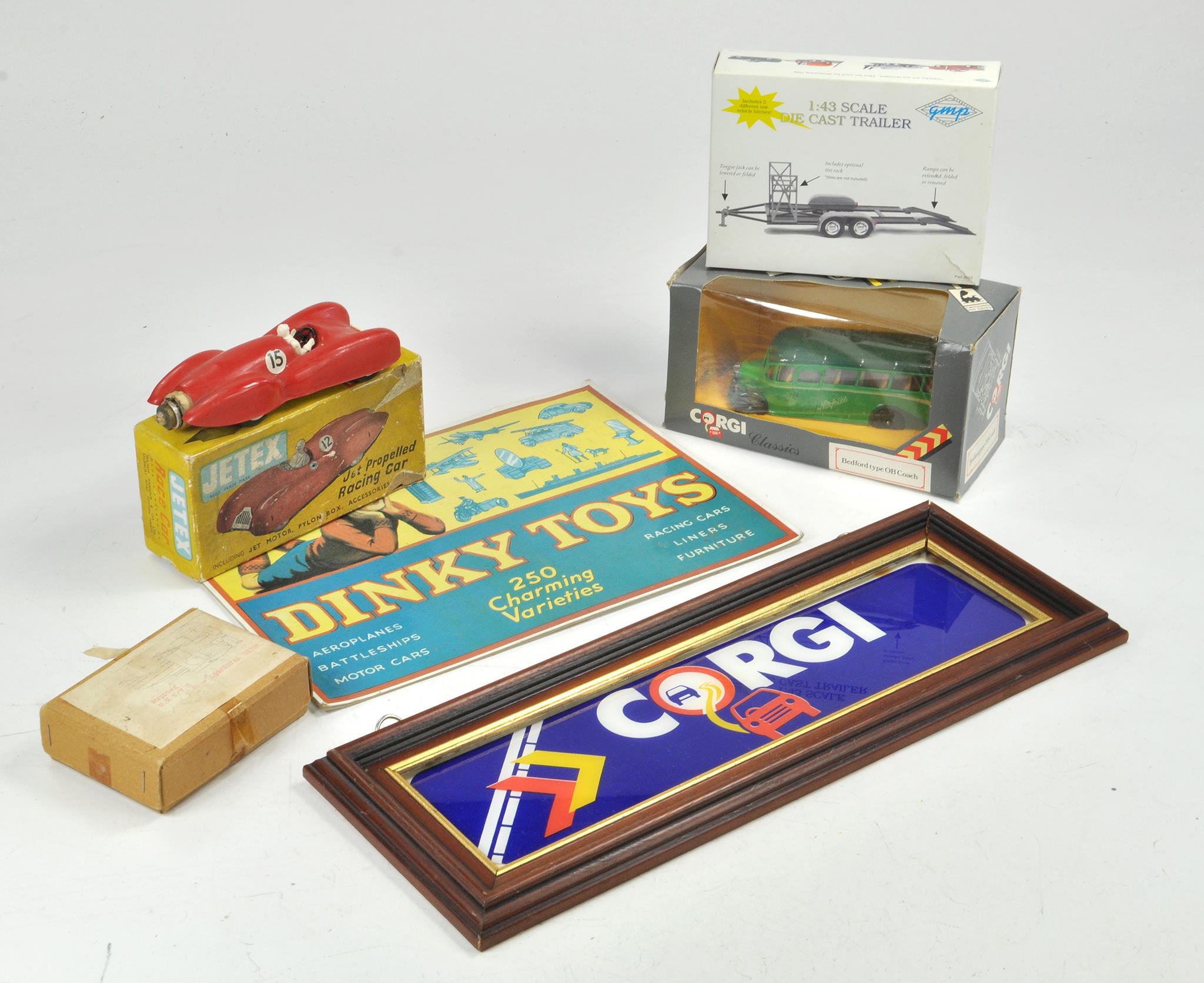 Jetex Jet Propelled Racing Car assembled with original box plus other items including advertising