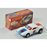 Matchbox Superfast No. 8G De Tomaso Pantera. White body, orange interior, blue base, '8' and '