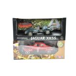 Duo of 1/18 diecast vehicles comprising Autoart Jaguar XKSS Steve Mcqueen plus Motor Max 1940 Ford