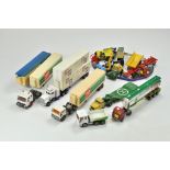 Assorted worn commercial diecast from Siku, Matchbox and others.