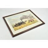Limited Edition Signed Print by Robin Wheeldon - Framed Farm Scene - Steam Ploughing.