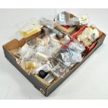 Impressive tray of mostly diecast spares for Corgi, Spot-On and others. Comprising various parts and