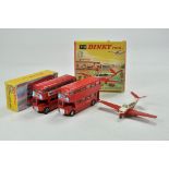 Dinky Routemaster Bus duo, box is reproduction. Good to very good plus No. 710 Beechcraft S35 in red
