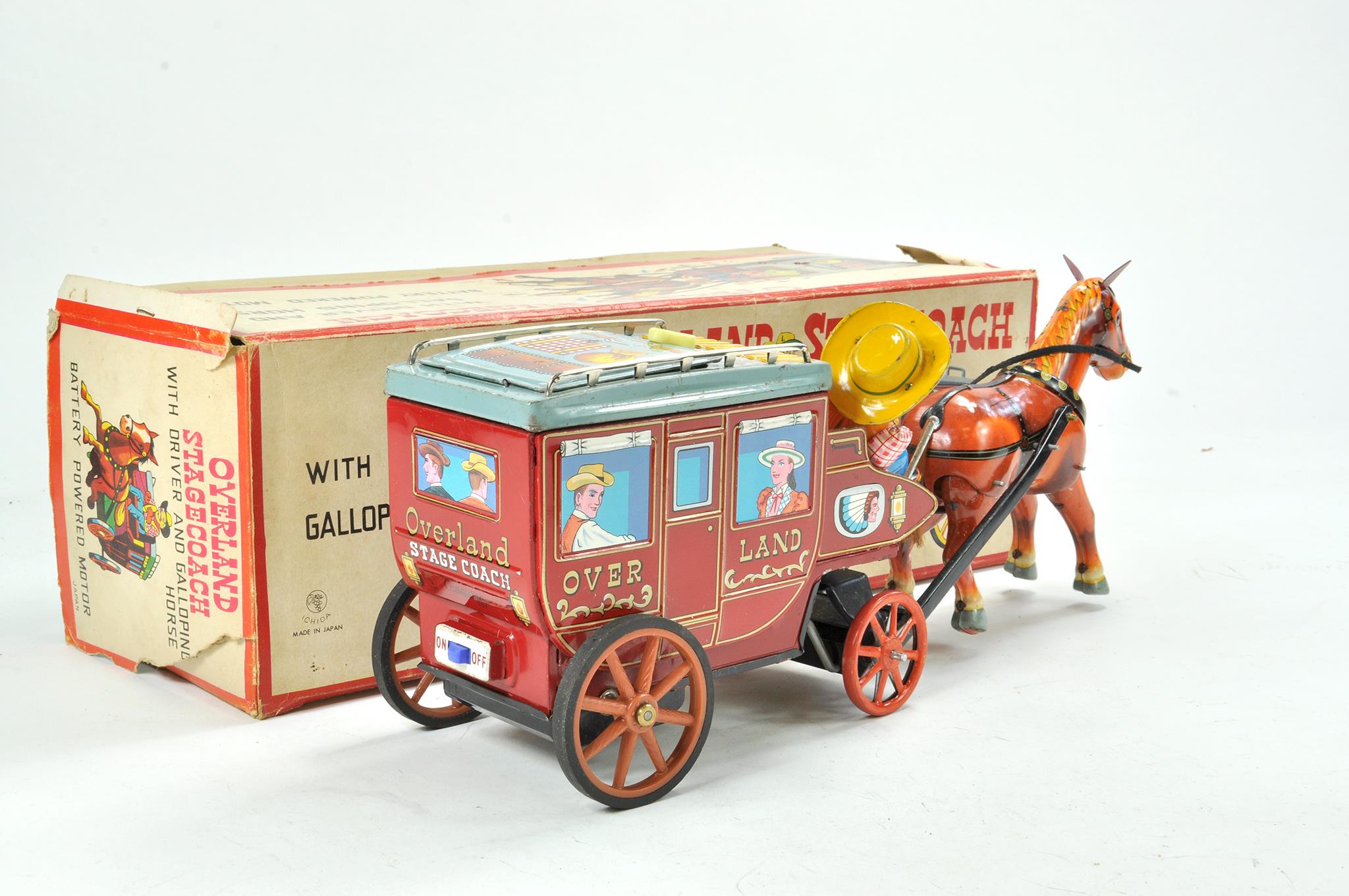 Ichida Japanese Battery Operated Tinplate issue comprising Overland Stagecoach. Bright example - Image 2 of 2