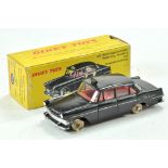 French Dinky Toy No. 546 Opel Rekord "Taxi". Black body and roof sign, red interior, silver trim,