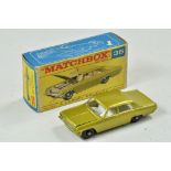 Matchbox Regular wheels No. 36C Opel Diplomat. Gold with white interior, chrome engine, and