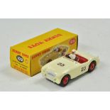 Dinky No. 109 Austin Healey '100'. Cream body with red interior and hubs. White racing driver and RN