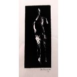 JOHN HOSKIN [1921-90]. Figure [Study for sculpture], 1957. wood engraving; ed. 6 [3/6]; signed and