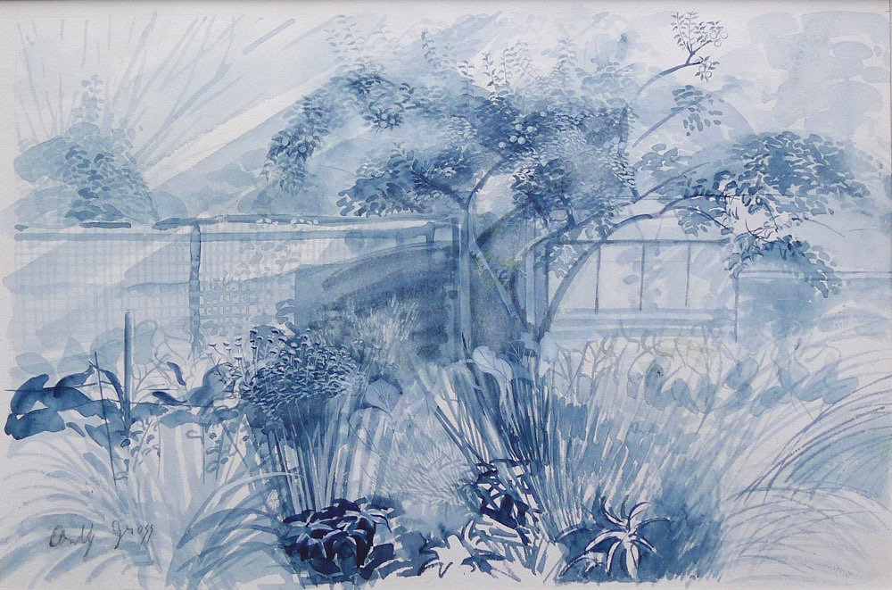 ANTHONY GROSS [1905-1984]. Garden Hotel, Carlton, Cannes, c.1960. watercolour on paper, signed in