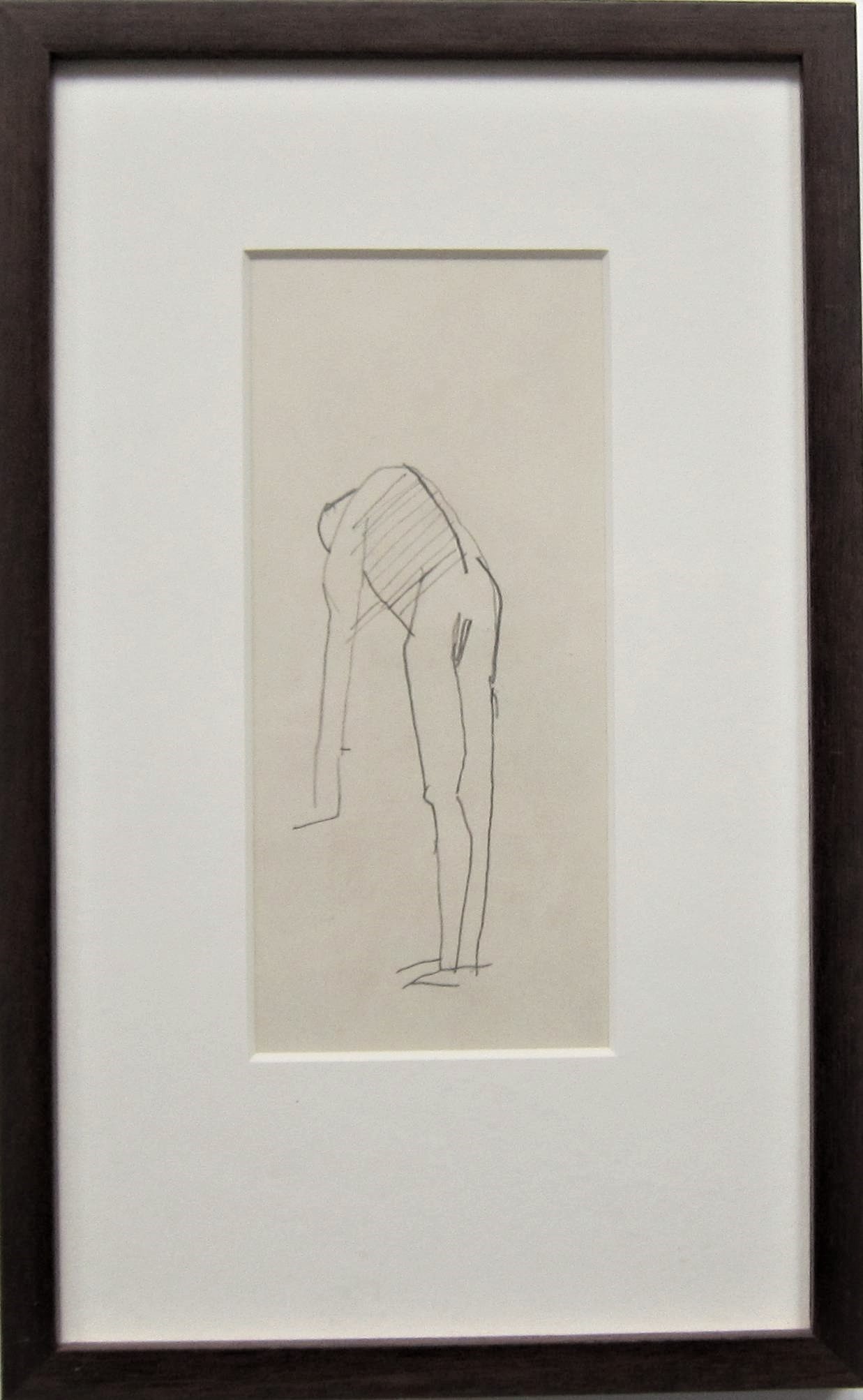 KEITH VAUGHAN [1912-77]. Bending Figure. pencil drawing. 14 x 7 cm - overall including frame 25 x 16 - Image 2 of 2