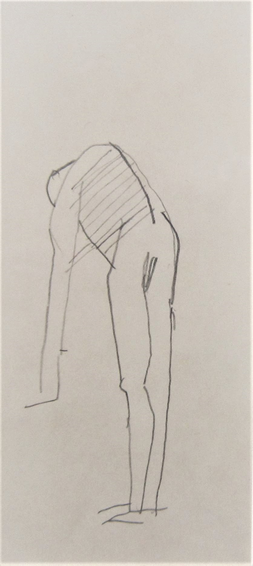 KEITH VAUGHAN [1912-77]. Bending Figure. pencil drawing. 14 x 7 cm - overall including frame 25 x 16