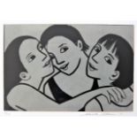 ANITA KLEIN [b. 1960]. Mother and Daughters, 2011. linocut, edition of 50 [2/50]. Signed in