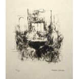 BERNARD DUNSTAN RA [1920-2017]. Thes Chess Match, 1986 lithograph on handmade buff textured Japanese