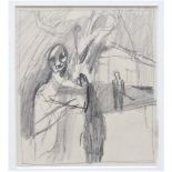 KEITH VAUGHAN [1912-77]. Figures. pencil drawing. 11 x 10 cm - overall including frame 22 x 20 cm.
