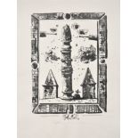 EUGENE BERMAN [1899-1972]. Flaming Column, 1949. lithograph, edition of 25; signed in pencil. 47 x