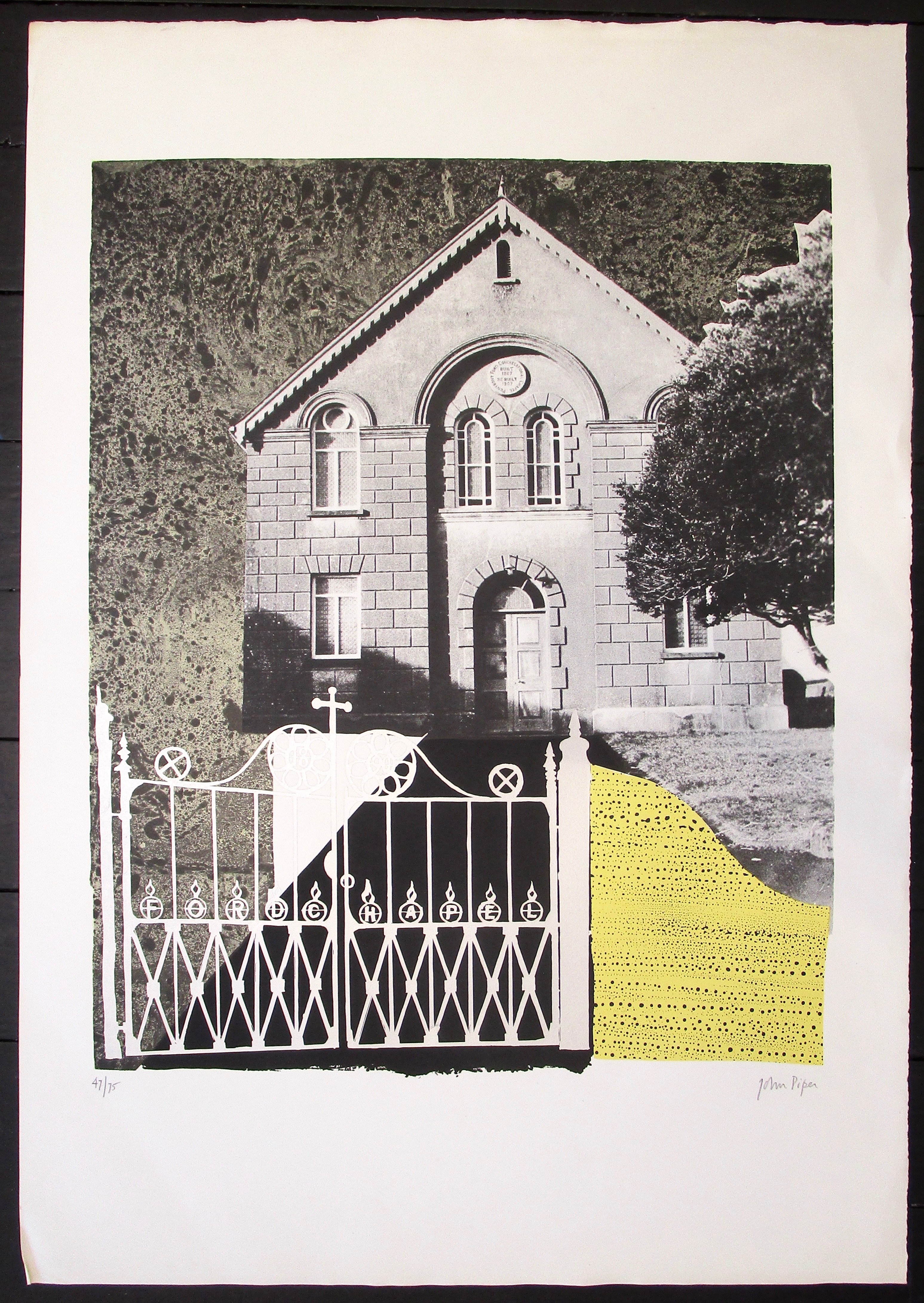 JOHN PIPER CH [1903-1992]. Penybont Ford Congregational Church, 1966. Screenprint with silver on J