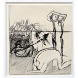 KEITH VAUGHAN [1912-77]. Figures. pencil on paper. 11 x 10 cm - overall including frame 28 x 27
