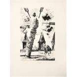 EUGENE BERMAN [1899-1972]. Leaning Flaming Column, 1949. lithograph, edition of 25. Signed in