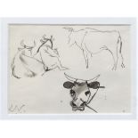 KEITH VAUGHAN [1912-77]. Four Cows, 1943; ink on paper; studio stamp initials; 9 x 12 cm - overall