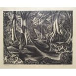 JOHN BUCKLAND WRIGHT [1897-1954]. Forest Pool, 1939. Wood engraving on cream wove pape. Signed in