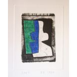 BRYAN INGHAM [1936-1997]. Untitled [Green and Blue], 1985. Etching with hand colouring on wove