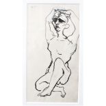 BERNARD MEADOWS R.A. [1915-2005]. Seated Figure, 1939. ink on paper; signed and dated. 25 x 13 cm [