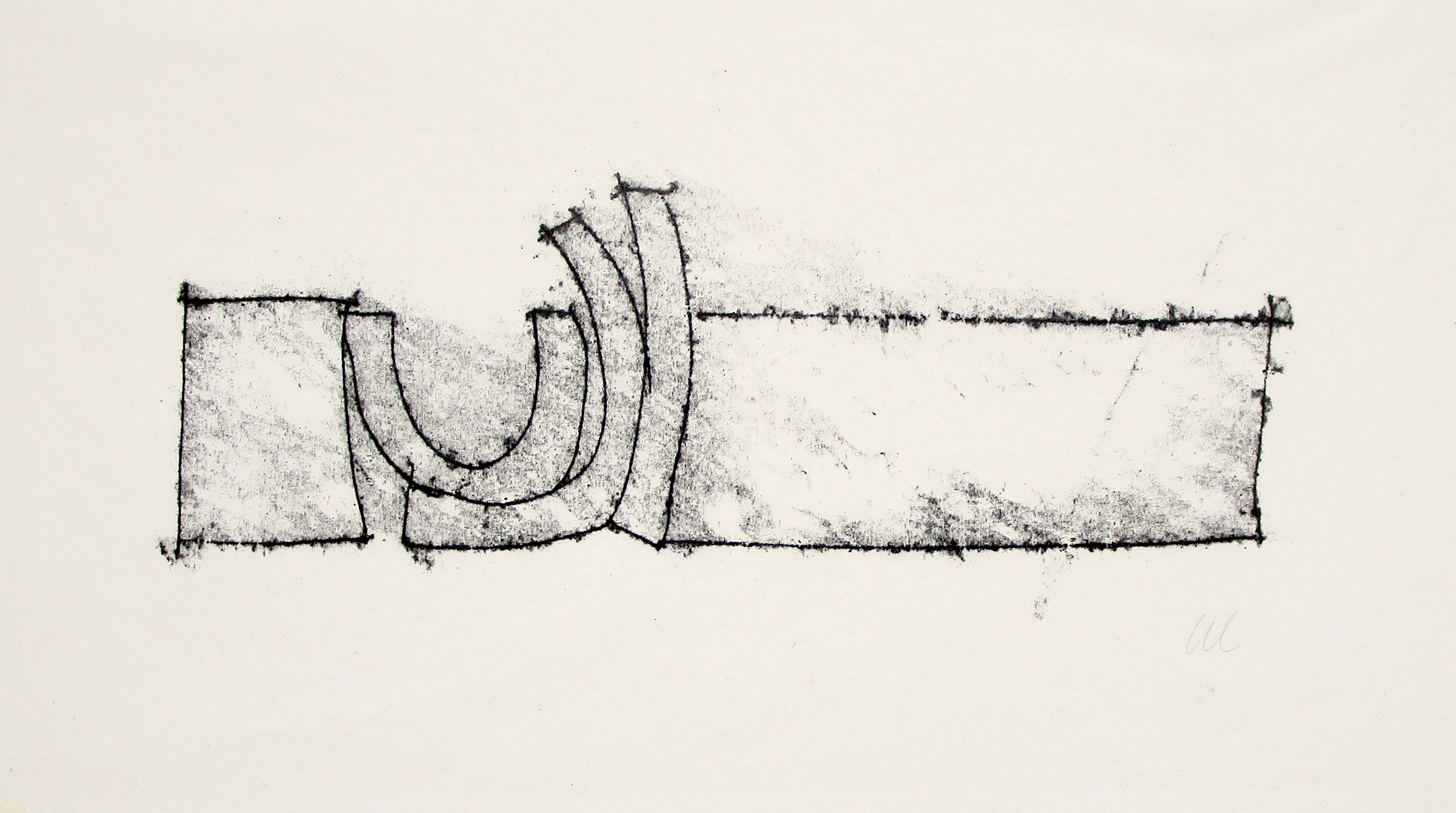 GEOFFREY CLARKE RA [1924-2014]. Untitled [Reclining Form], from the Torii Series 1965. Monotype on