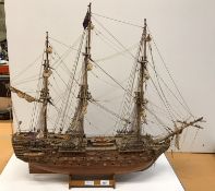 A scratch-built modern model three-masted galleon,