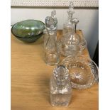 A collection of various glassware to include two cut glass fruit bowls,