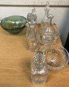 A collection of various glassware to include two cut glass fruit bowls,