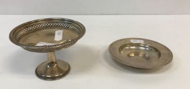 A George V silver miniature tazza with gadrooned and pierced rim raised on a circular foot (by