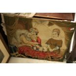 A 19th Century needlework study of "Returning Warriors" (bears Tamlin Auction label Lot 402 24 01