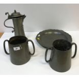 A pewter flagon,