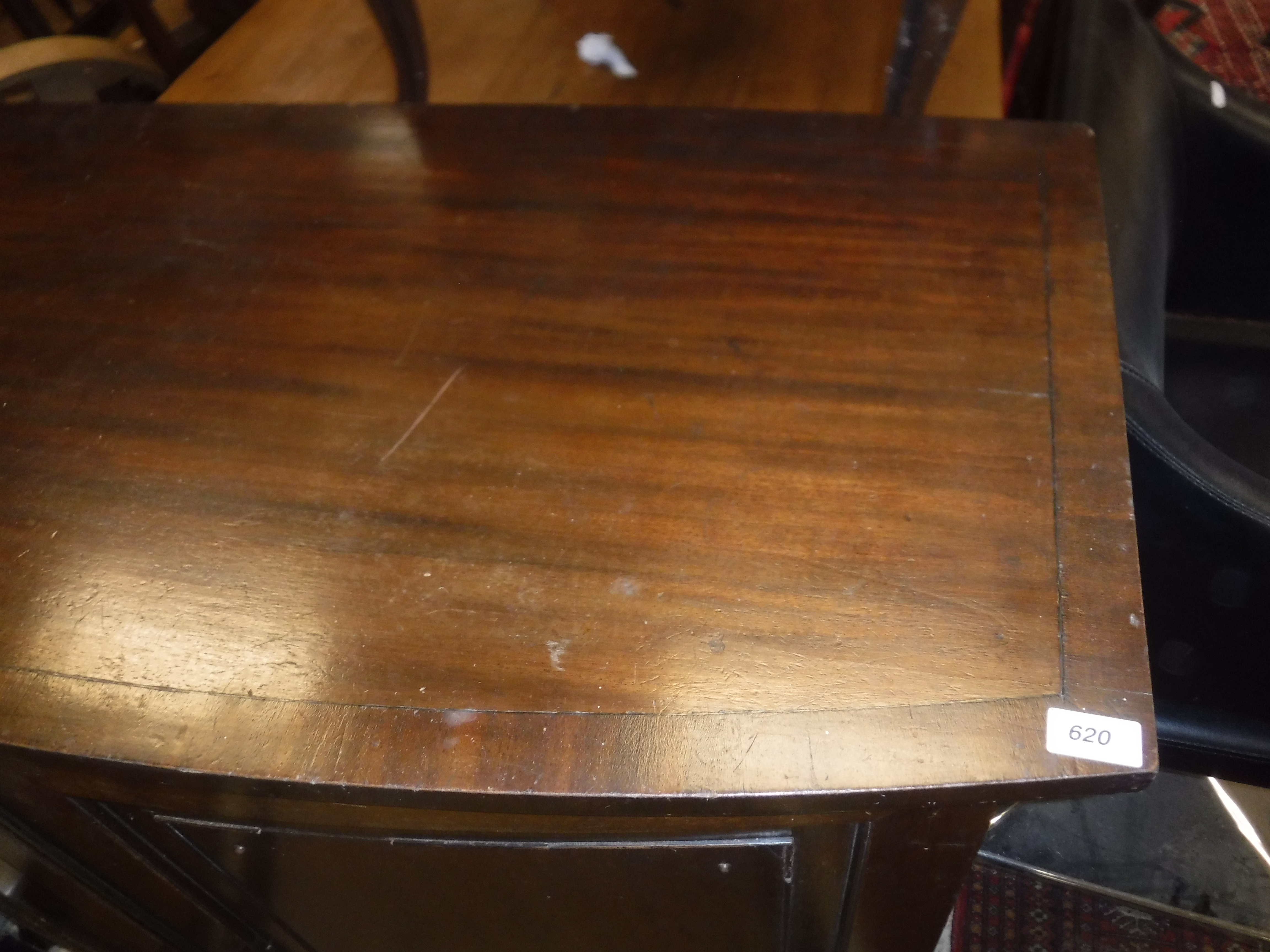 A circa 1900 mahogany bow fronted two door cupboard with single shelf, - Image 12 of 17