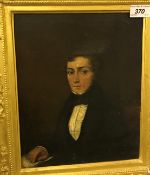 19TH CENTURY ENGLISH SCHOOL "Gentleman in black coat and tie", oil on canvas, unsigned,